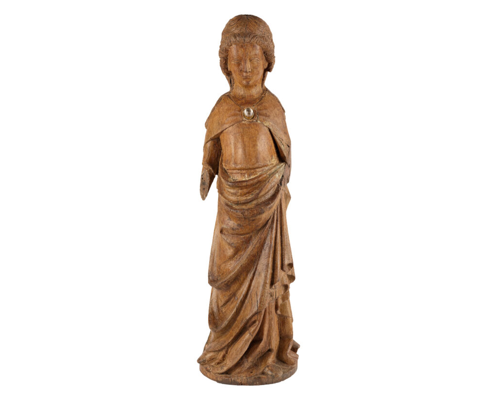 Museale Skulptur einer stehenden heiligen Ursula - Top Zuschlag