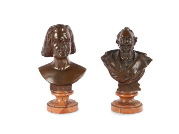 Pair of bronze busts