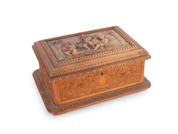 Coffered ceiling with putti in relief