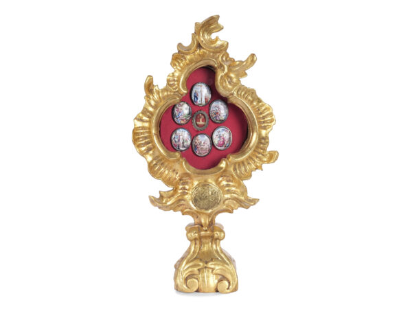 6 Baroque medallions depicting the Passion of Christ & relic