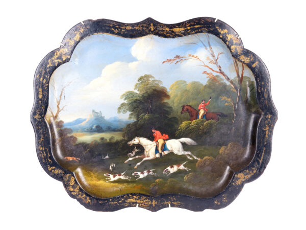 Tray with hunting motif