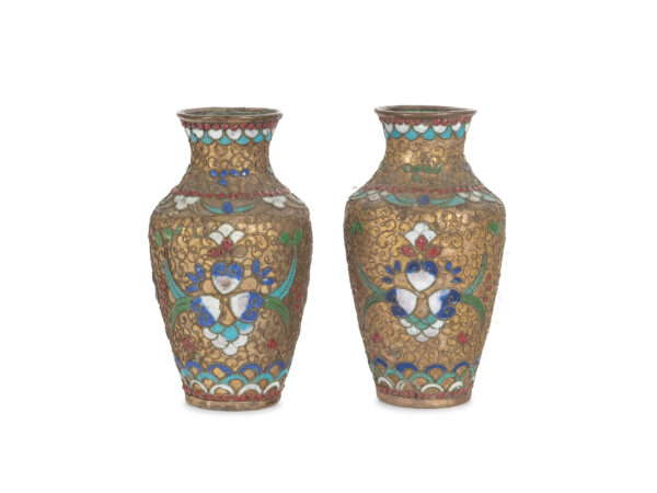 Pair of small cloisonné vases