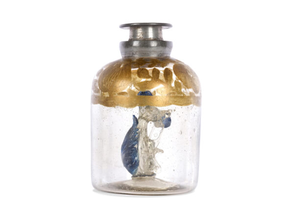 Glass bottle with rabbits