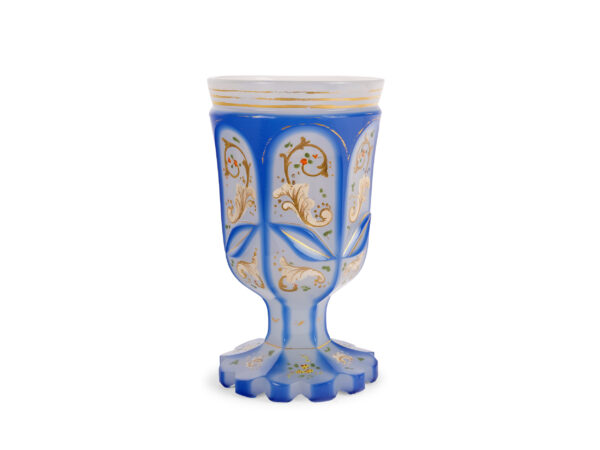 Footed cup with blue overlay