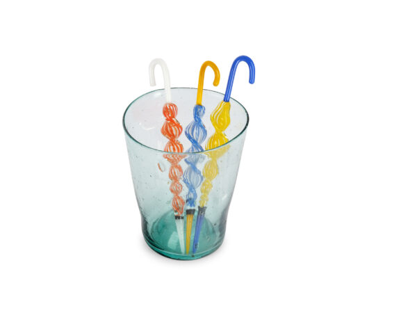 Umbrellas in late molded glass cup