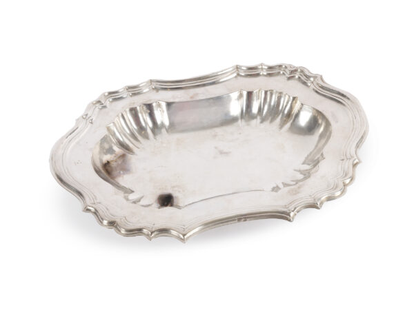 Elongated silver bowl