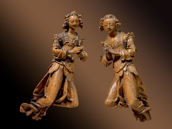 Museum-quality pair of flying angels